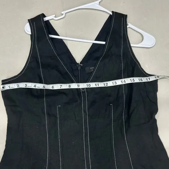 Banana Republic Linen Blend Black V- Neck Sheath Dress Above Knee Women’s 10 - Picture 5 of 9